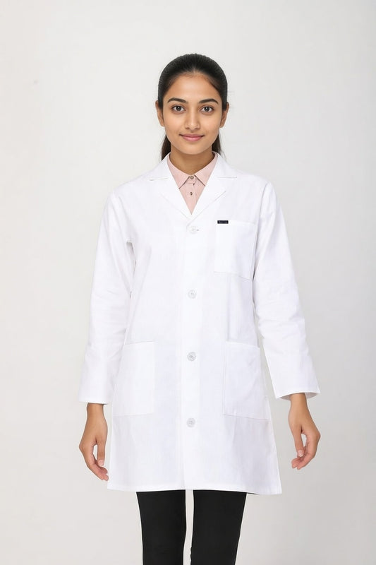 Women's Lab Coat Apron (Button Closure) Full Sleeve - Length 35"