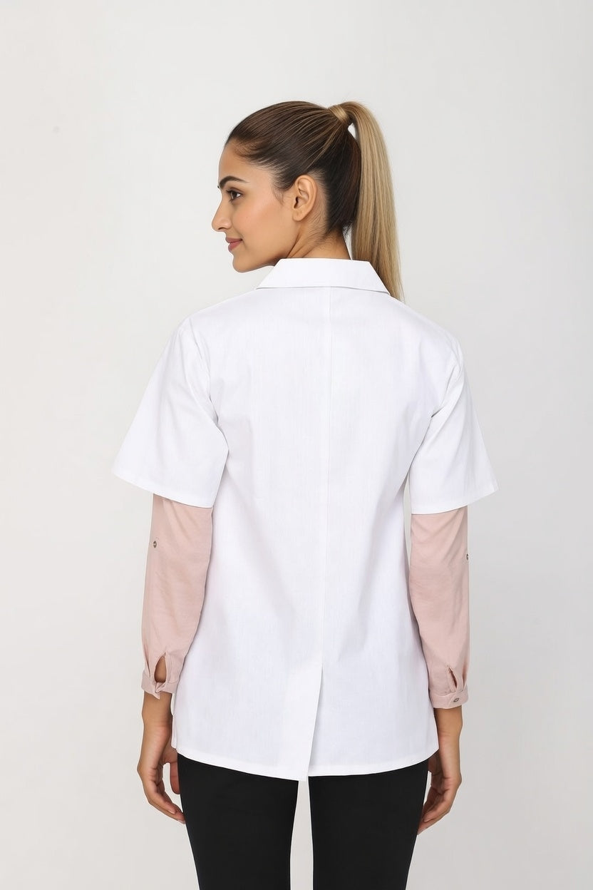 Women's Lab Coat Apron (Button Closure) Half Sleeve - Length 28"