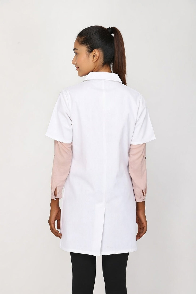 Women's Lab Coat Apron (Button Closure) Half Sleeve - Length 35"