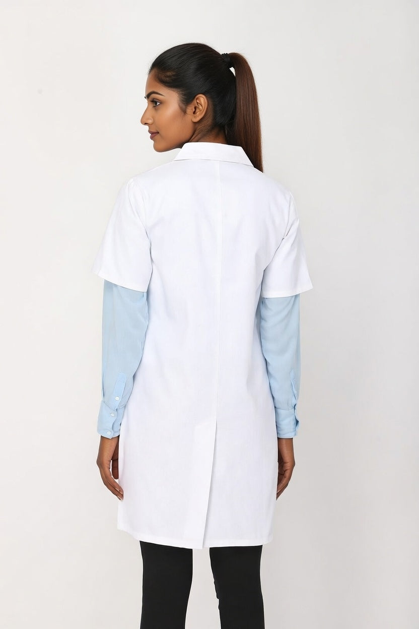 Women's Lab Coat Apron (Button Closure) Half Sleeve - Length 37"
