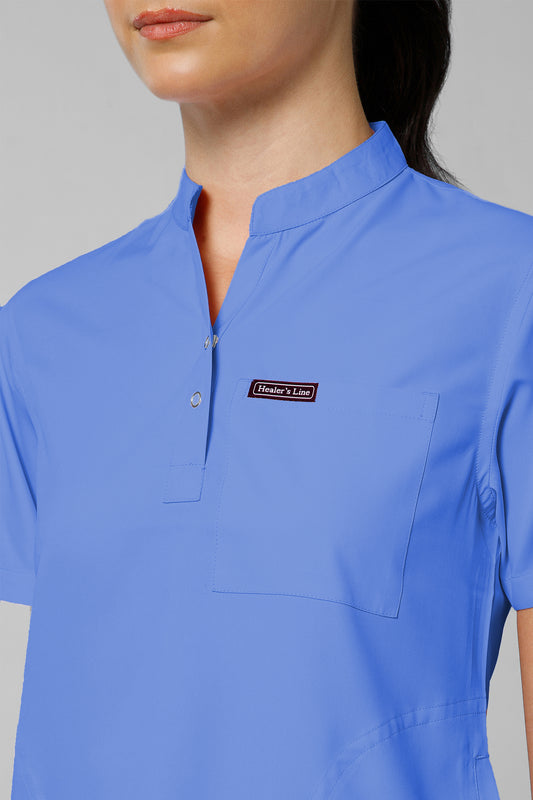 Women’s Mandarin Collar Scrub Suit (Lavender) LFP Fabric