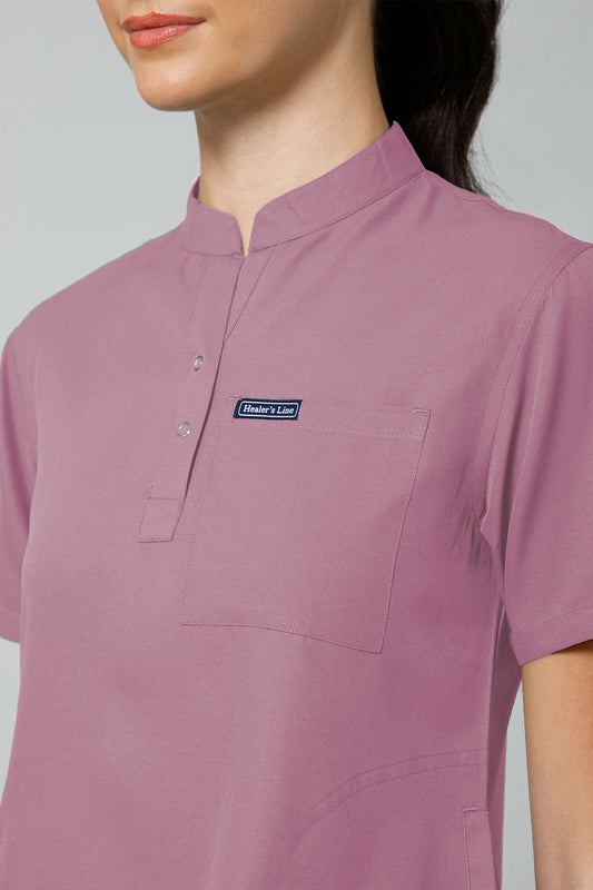 Women’s Mandarin Collar Scrub Suit (Mauve) LFP Fabric