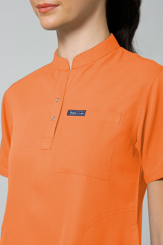 Women’s Mandarin Collar Scrub Suit (Orange) LFP Fabric