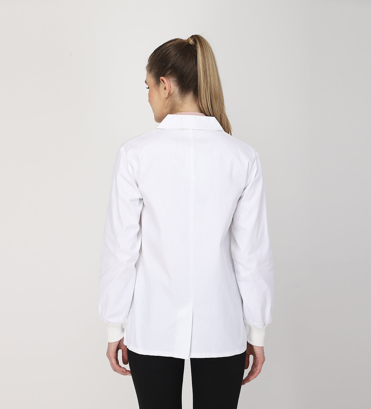 Healer's Line Women's Lab Coat (Button Closure) Full Sleeve with Knit Cuffs - Length 28"