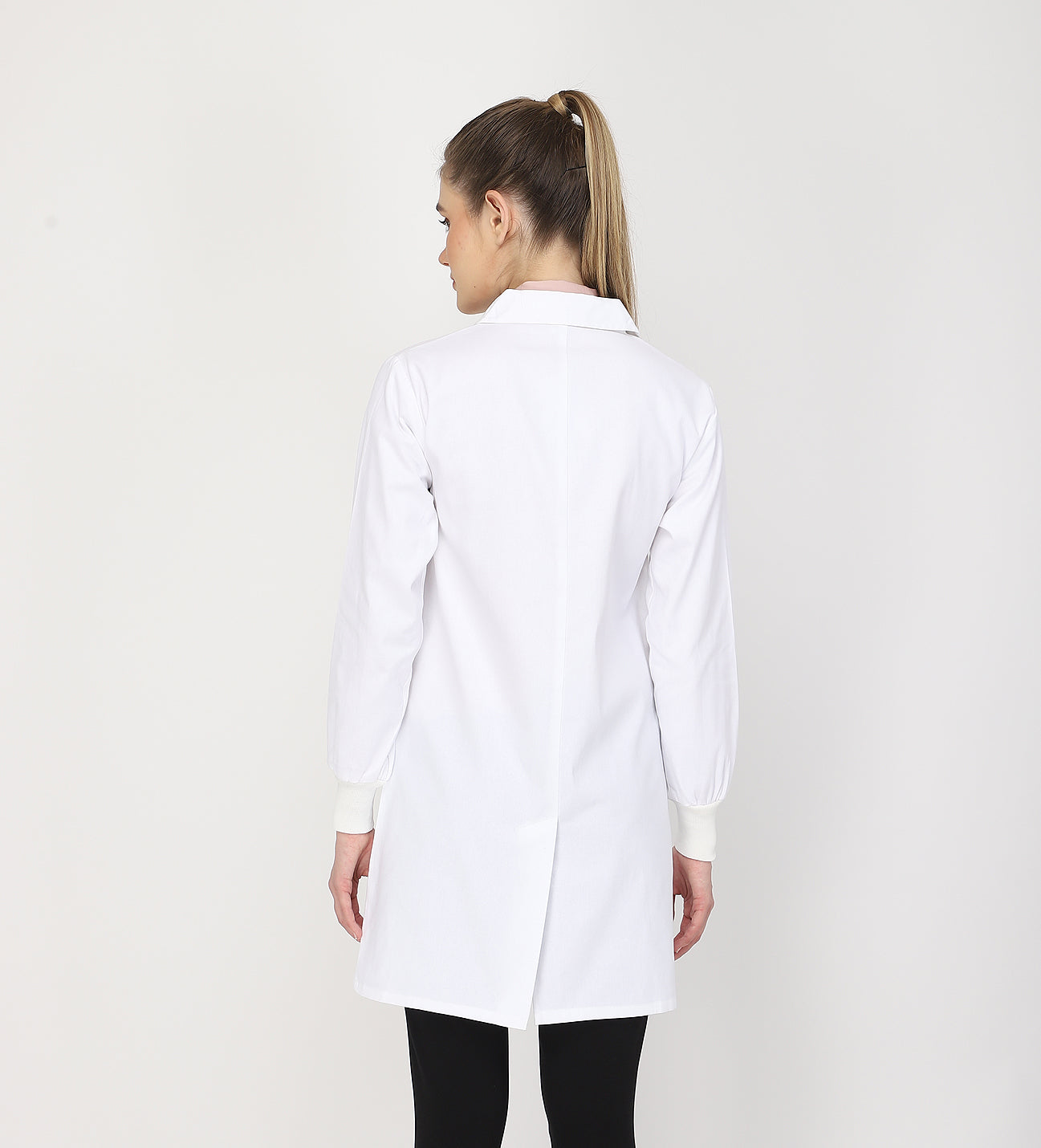 Healer's Line Women's Lab Coat (Button Closure) Full Sleeve with Knit Cuffs - Length 35"