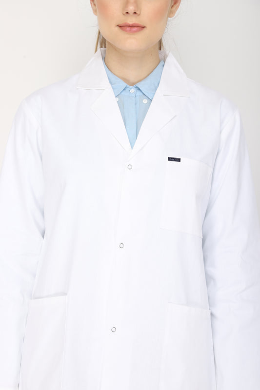 Women's Lab Coat Apron (Snap Closure) Full Sleeve - Length 28"