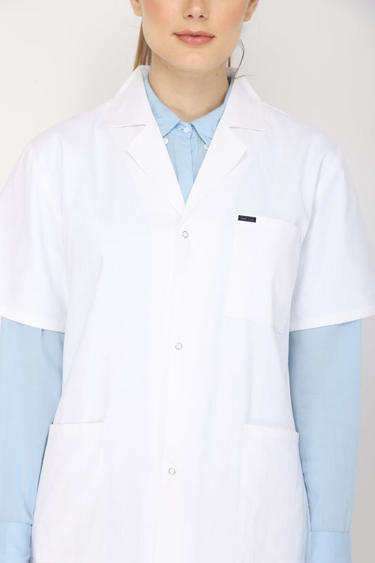 Women's Lab Coat Apron (Snap Closure) Half Sleeve - Length 28"