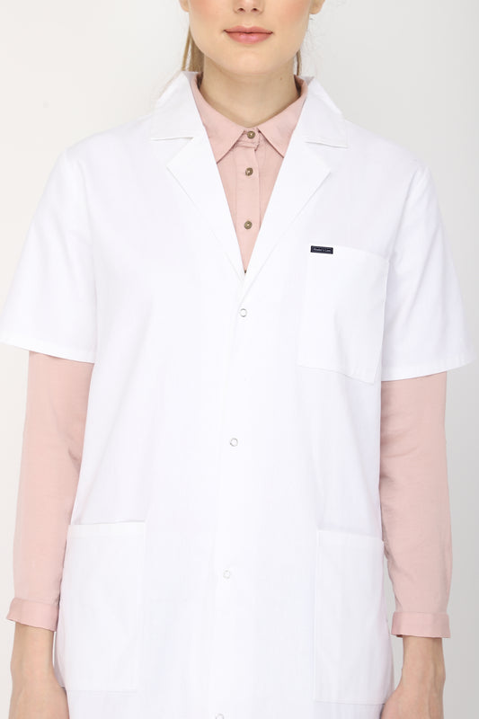 Women's Lab Coat Apron (Snap Closure) Half Sleeve - Length 35"