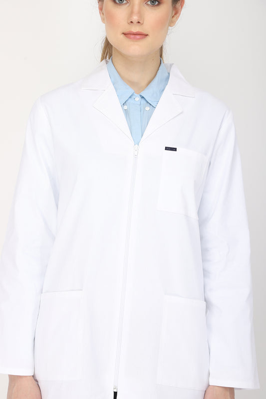 Women's Lab Coat Apron (Zipper Closure) Full Sleeve - Length 35"