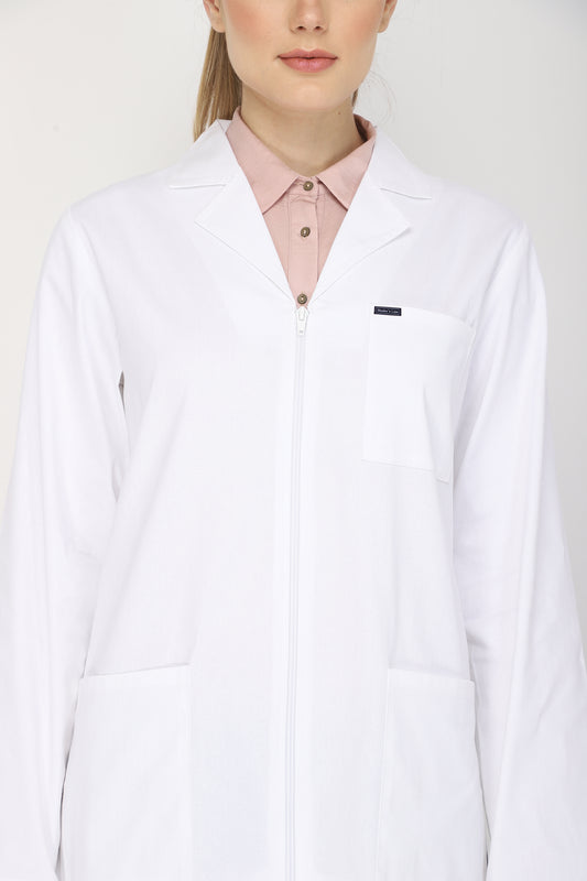 Women's Lab Coat Apron (Zipper Closure) Full Sleeve - Length 37"