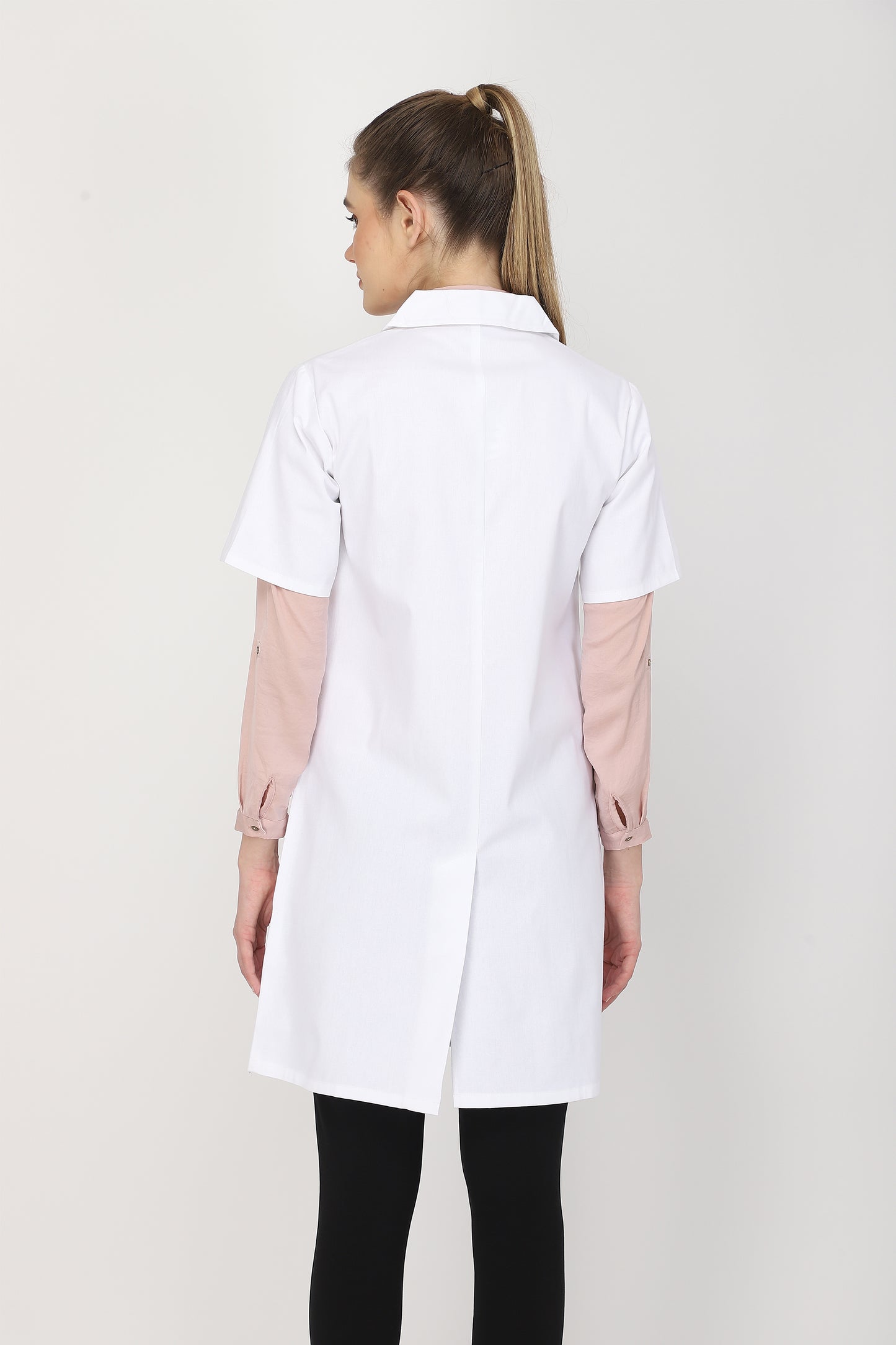Women's Lab Coat Apron (Zipper Closure) Half Sleeve - Length 37"