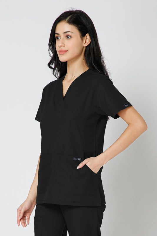Classic Women’s V-Neck Scrub Suit (Black)
