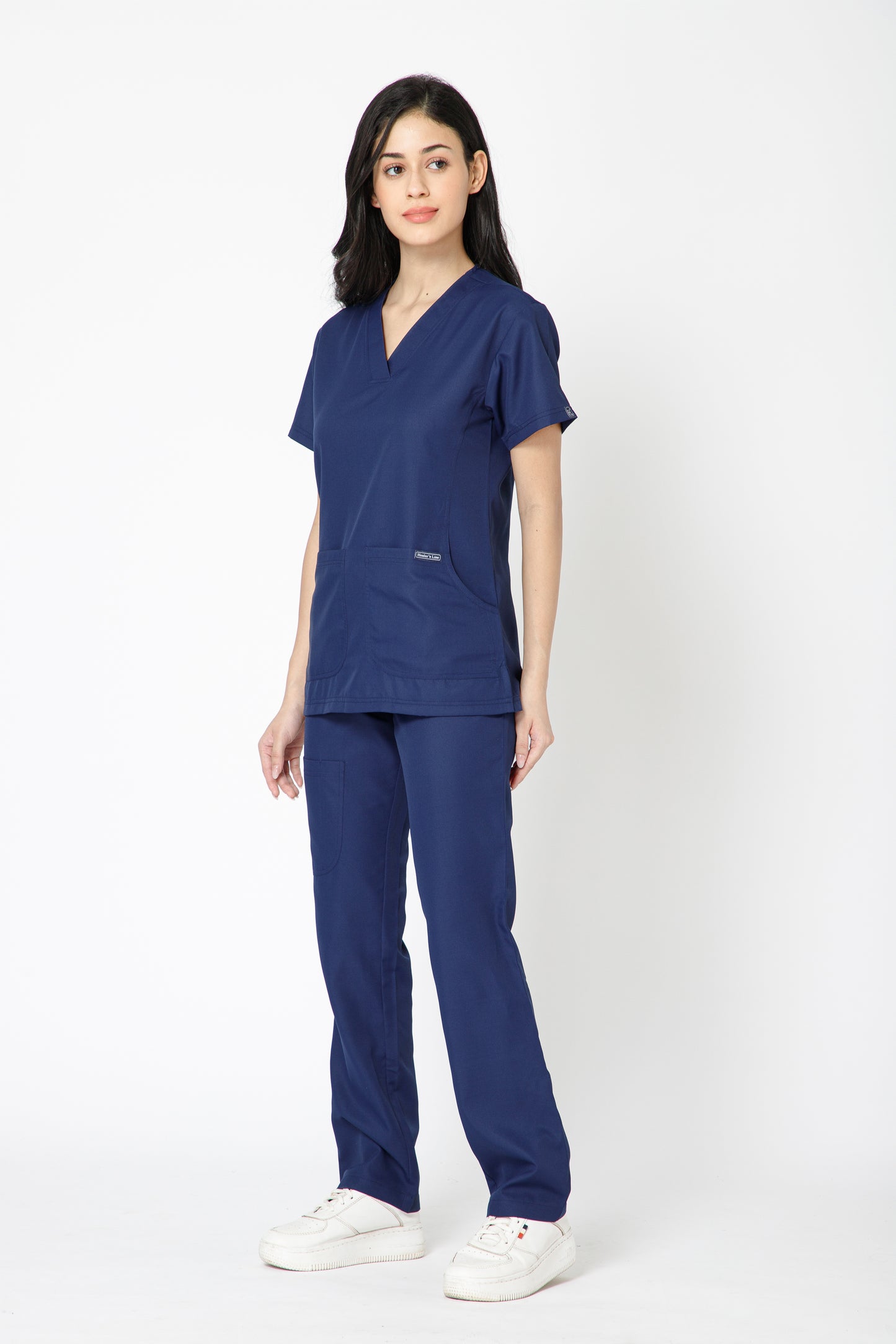 Classic Women’s V-Neck Scrub Suit (Navy)