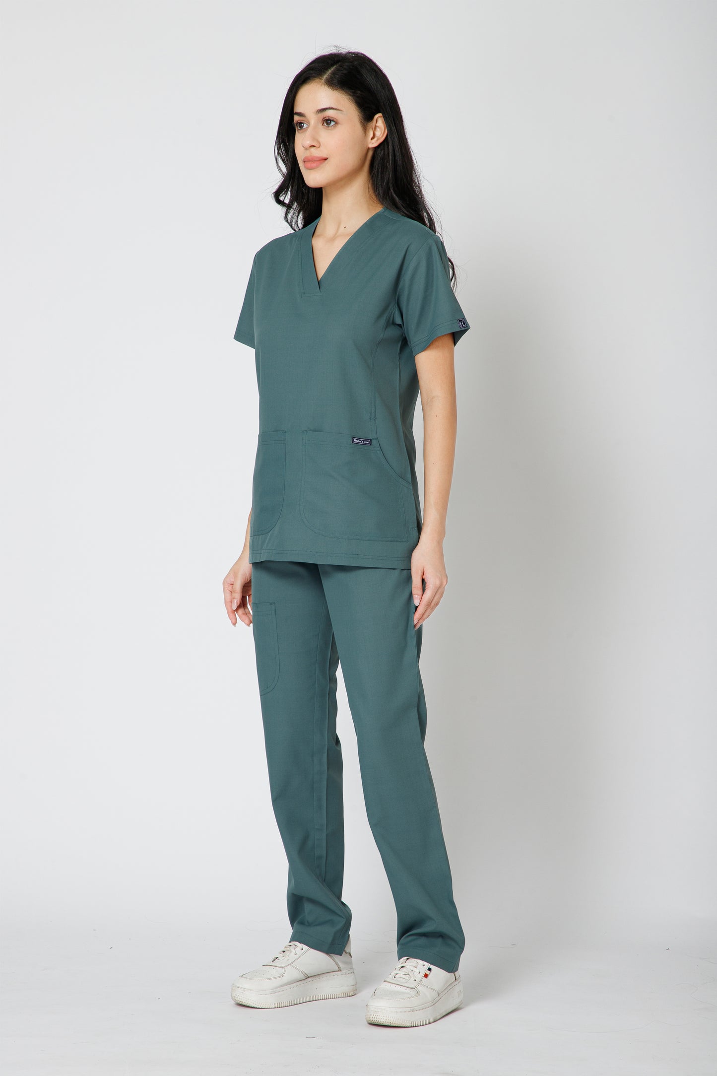 Classic Women’s V-Neck Scrub Suit (Medium Olive)