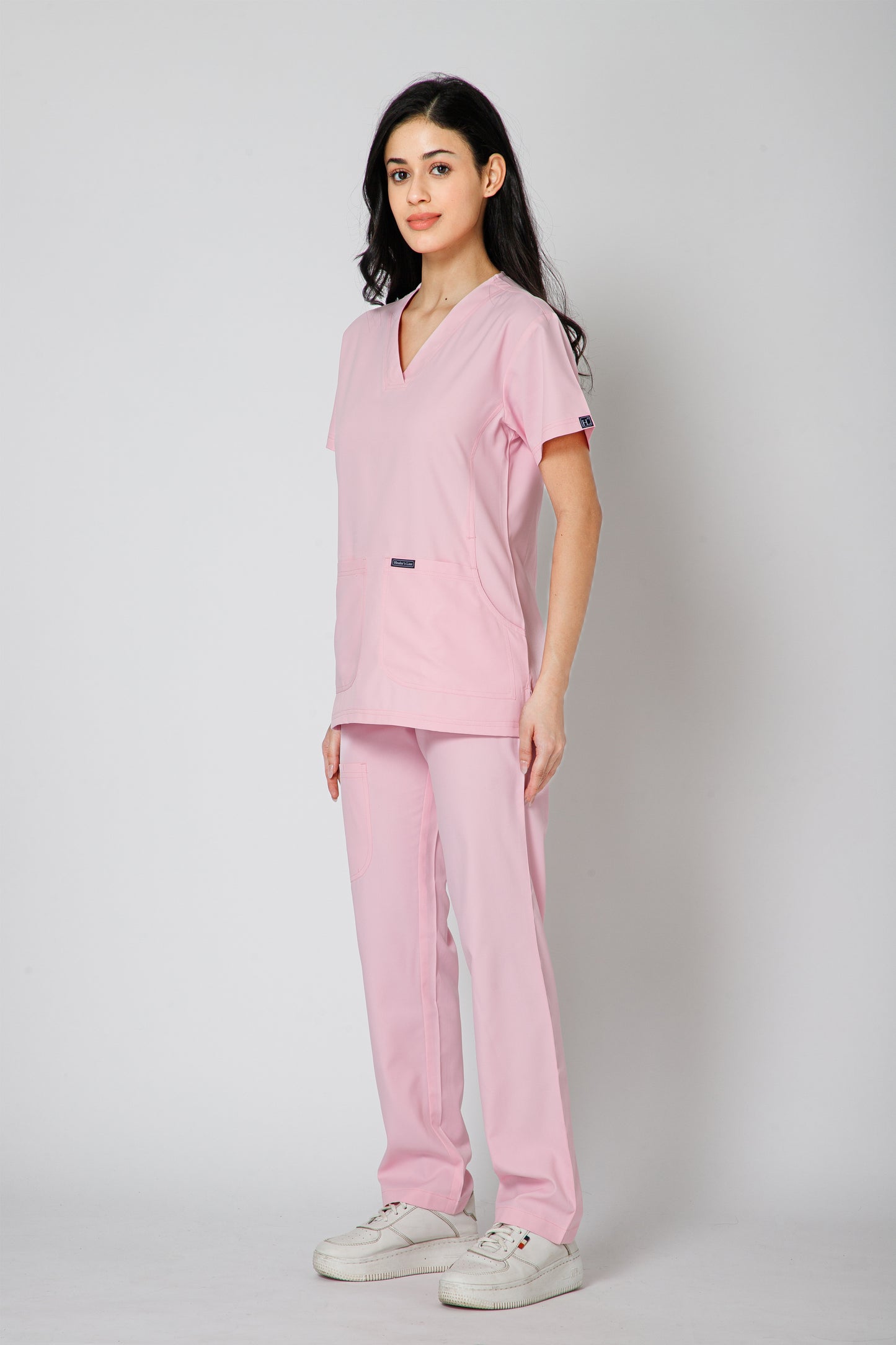 Classic Women’s V-Neck Scrub Suit (Pink)