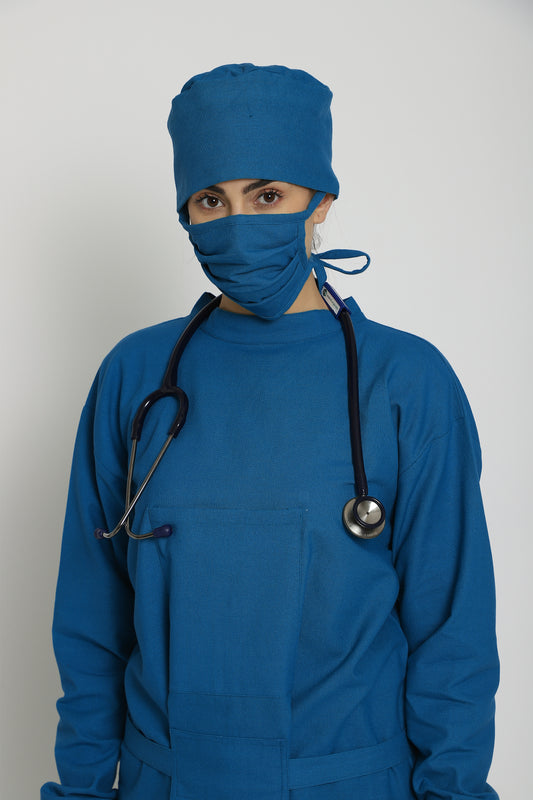 Premium Quality Women's Reusable Surgeon Gown Set (Blue)