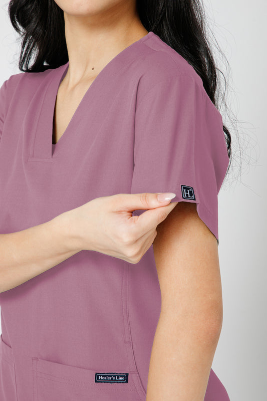 Classic Women’s V-Neck Scrub Suit (Mauve)
