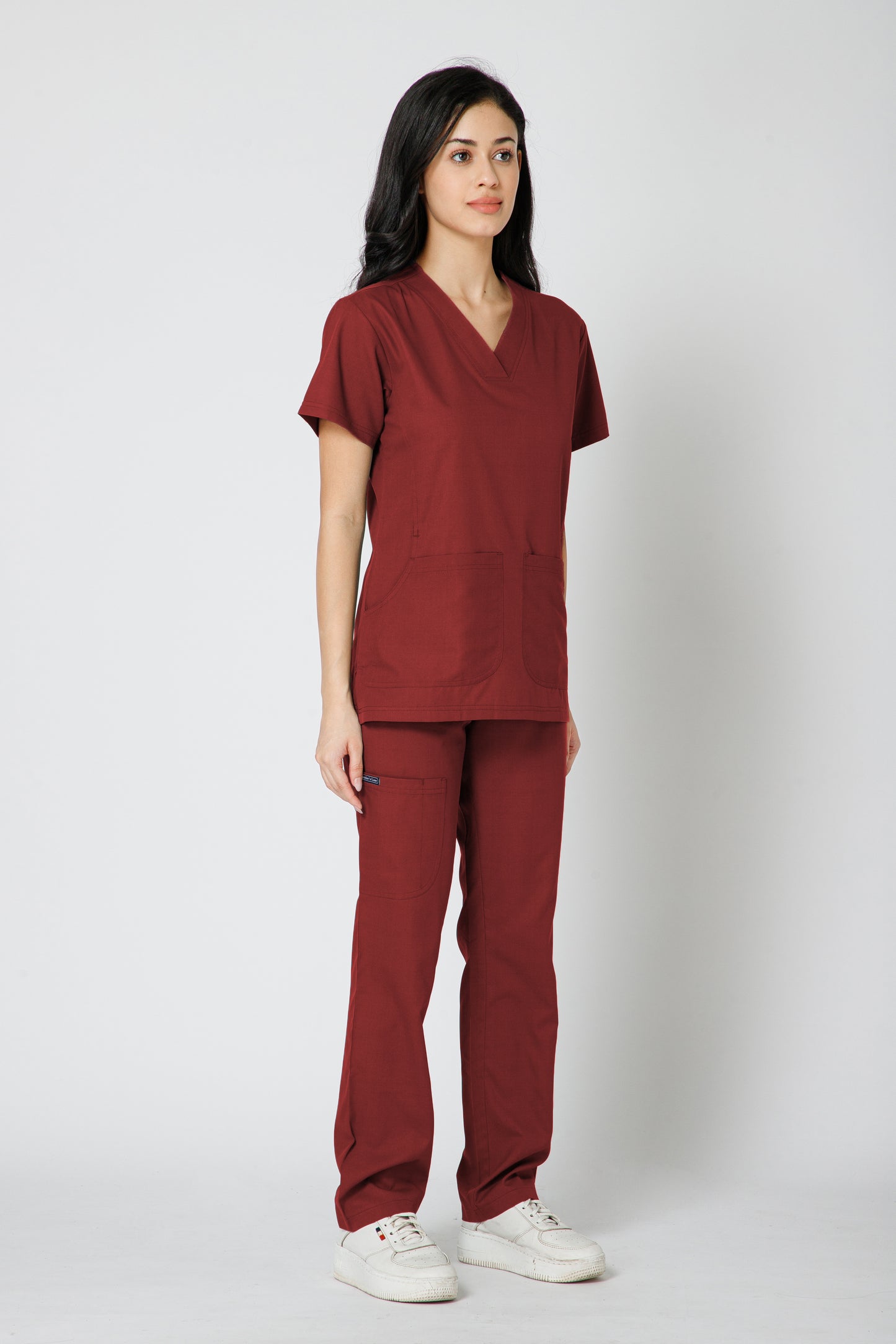 Classic Women’s V-Neck Scrub Suit (Red)
