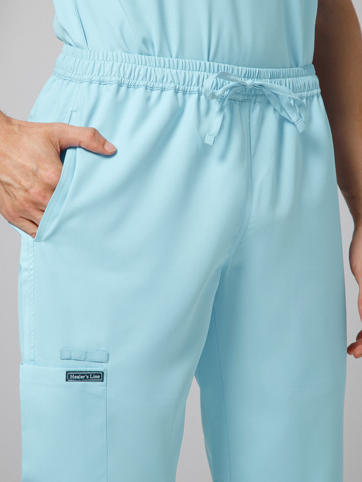 Men’s Mandarin Collar Scrub Suit (Sky Blue) LFP Fabric