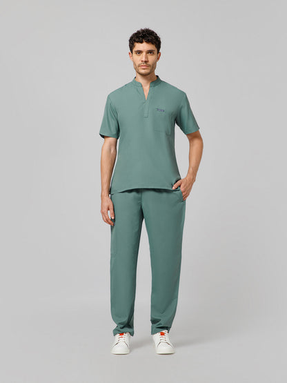 Men’s Mandarin Collar Scrub Suit (Medium Olive) LFP Fabric