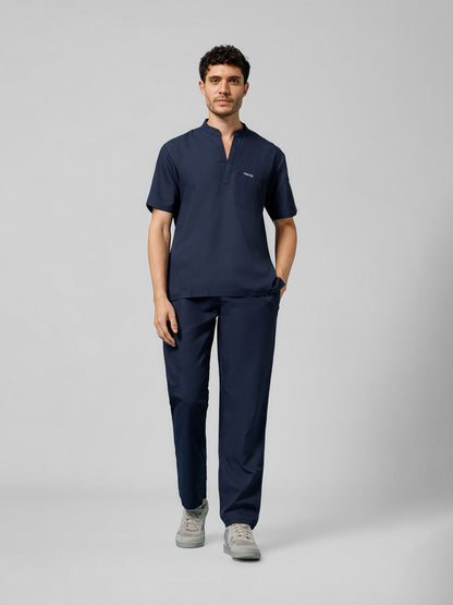 Men’s Mandarin Collar Scrub Suit (Navy) LFP Fabric