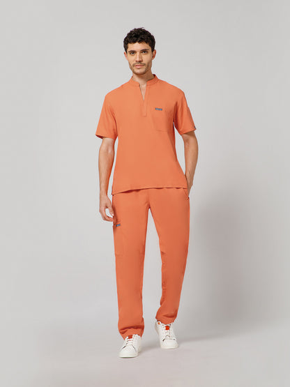 Men’s Mandarin Collar Scrub Suit (Orange) LFP Fabric