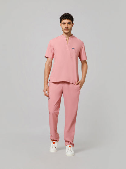 Men’s Mandarin Collar Scrub Suit (Dark Peach) LFP Fabric