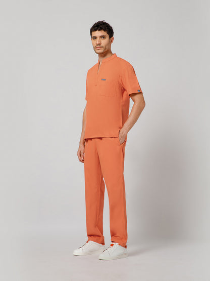Men’s Mandarin Collar Scrub Suit (Orange) LFP Fabric