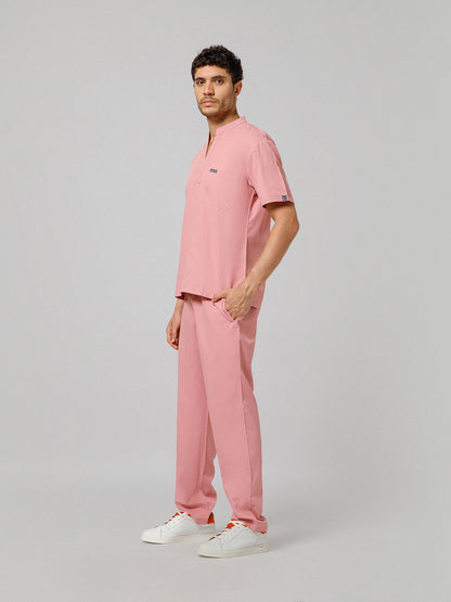 Men’s Mandarin Collar Scrub Suit (Dark Peach) LFP Fabric