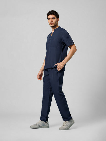 Men’s Mandarin Collar Scrub Suit (Navy) LFP Fabric