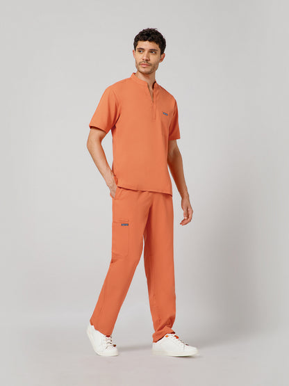 Men’s Mandarin Collar Scrub Suit (Orange) LFP Fabric