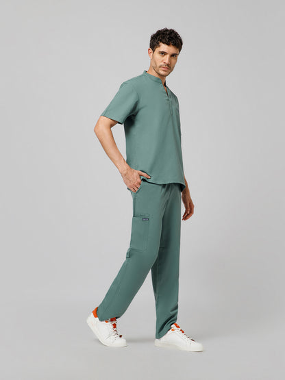 Men’s Mandarin Collar Scrub Suit (Medium Olive) LFP Fabric