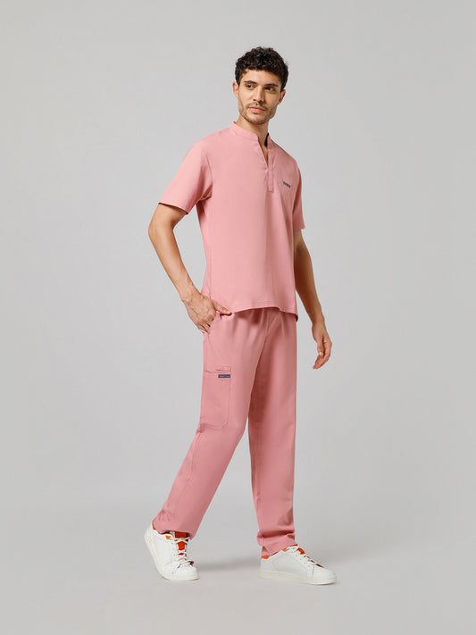 Men’s Mandarin Collar Scrub Suit (Dark Peach) LFP Fabric