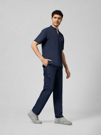 Men’s Mandarin Collar Scrub Suit (Navy) LFP Fabric