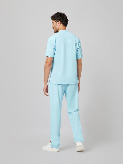 Men’s Mandarin Collar Scrub Suit (Sky Blue) LFP Fabric