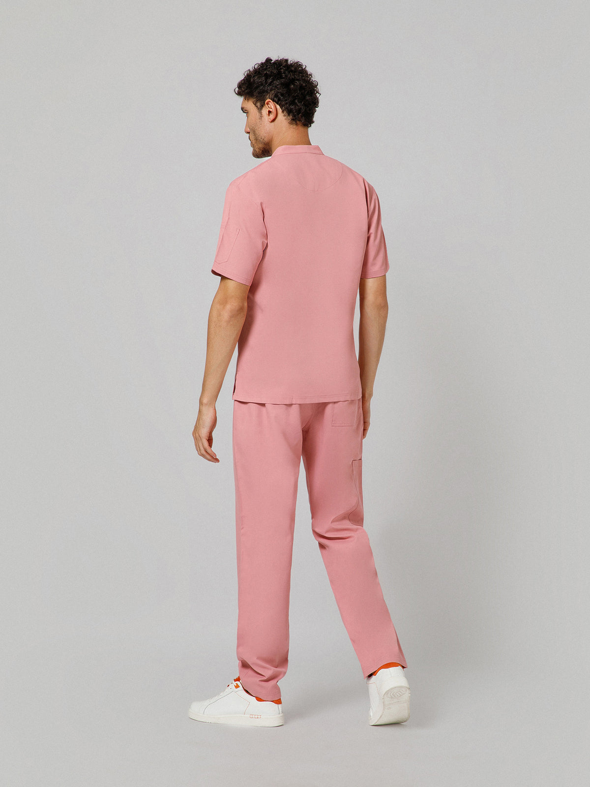 Men’s Mandarin Collar Scrub Suit (Dark Peach) LFP Fabric