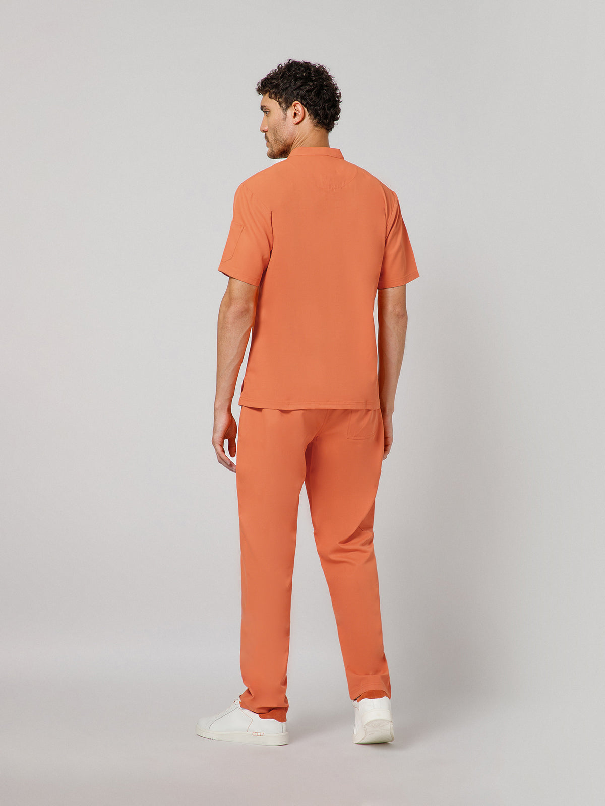 Men’s Mandarin Collar Scrub Suit (Orange) LFP Fabric