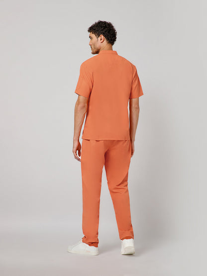 Men’s Mandarin Collar Scrub Suit (Orange) LFP Fabric