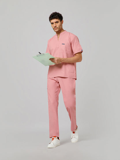 Men’s Mandarin Collar Scrub Suit (Dark Peach) LFP Fabric