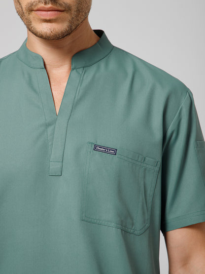 Men’s Mandarin Collar Scrub Suit (Medium Olive) LFP Fabric
