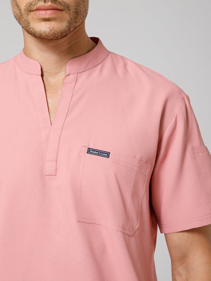 Men’s Mandarin Collar Scrub Suit (Dark Peach) LFP Fabric