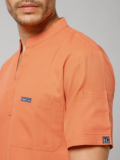 Men’s Mandarin Collar Scrub Suit (Orange) LFP Fabric