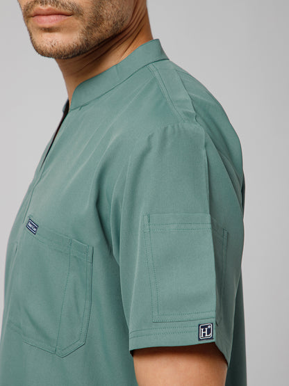 Men’s Mandarin Collar Scrub Suit (Medium Olive) LFP Fabric