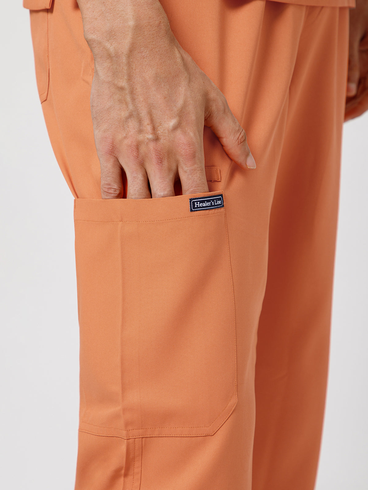 Men’s Mandarin Collar Scrub Suit (Orange) LFP Fabric