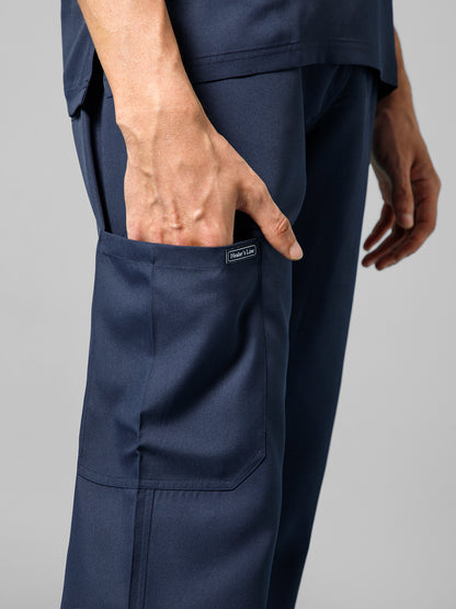 Men’s Mandarin Collar Scrub Suit (Navy) LFP Fabric