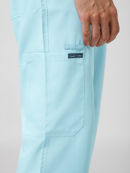 Men’s Mandarin Collar Scrub Suit (Sky Blue) LFP Fabric