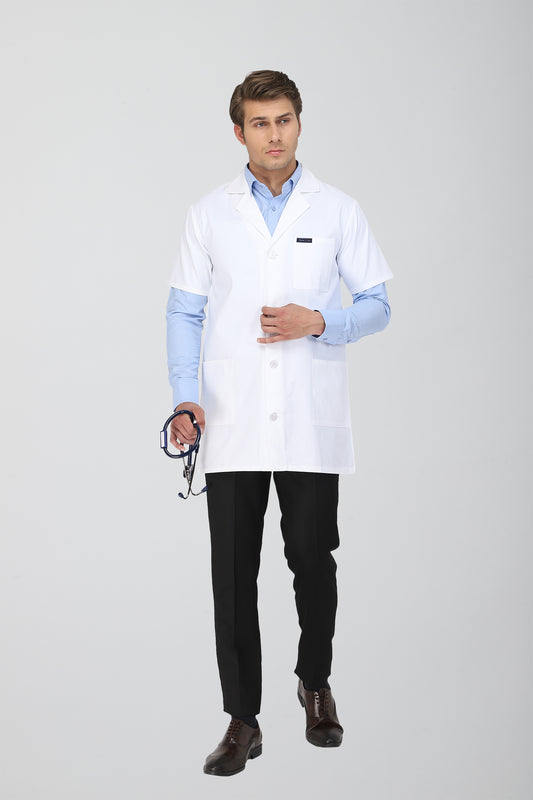Men's Lab Coat Apron (Button Closure) Half Sleeve - Length 34"