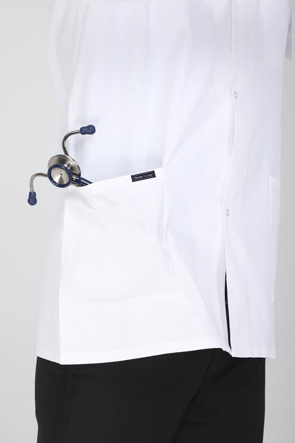 Men's Lab Coat Apron (Snap Closure) Full Sleeve with Knit Cuffs - Length 30"