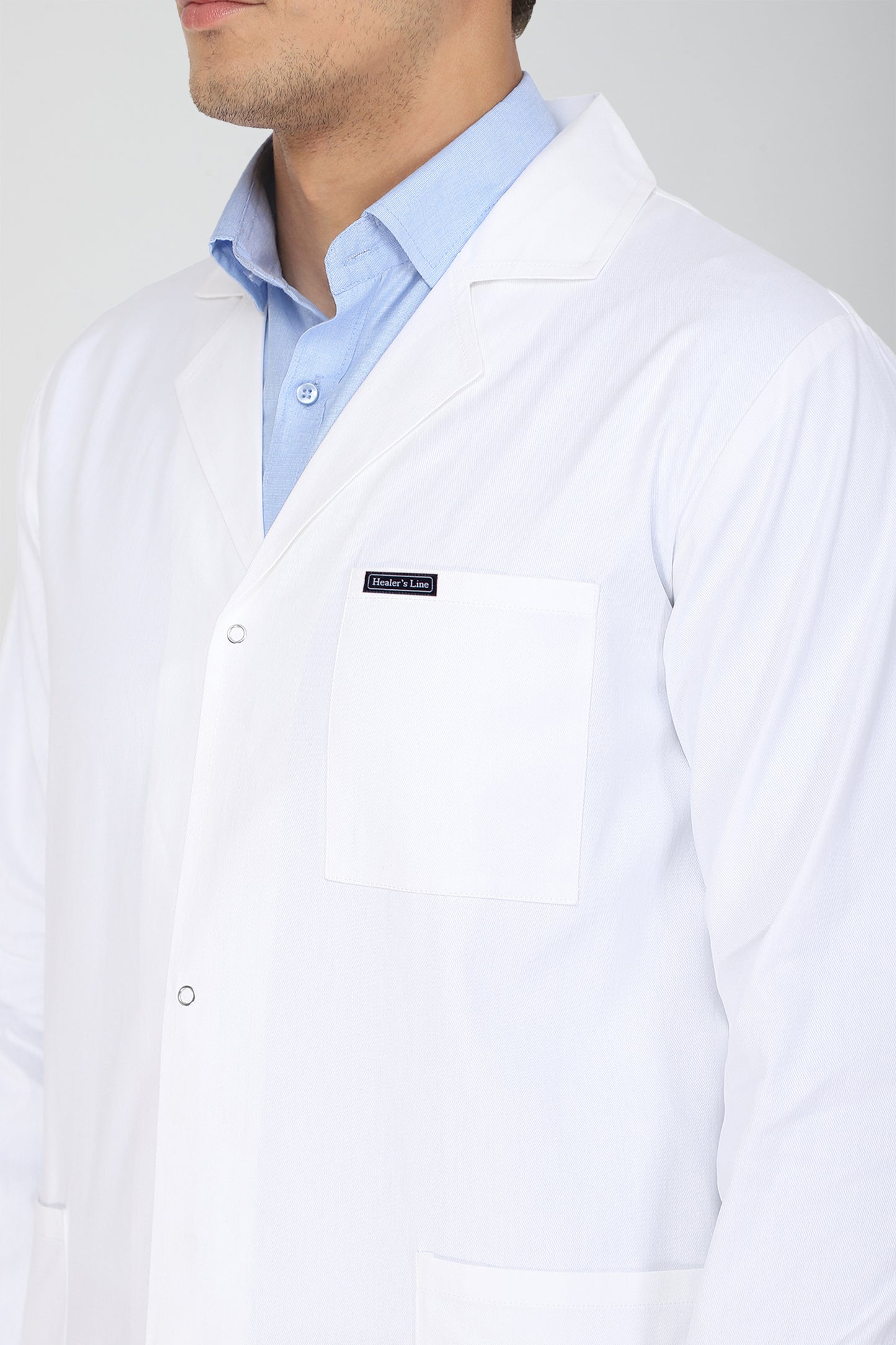 Men's Lab Coat Apron (Snap Closure) Full Sleeve with Knit Cuffs - Length 30"