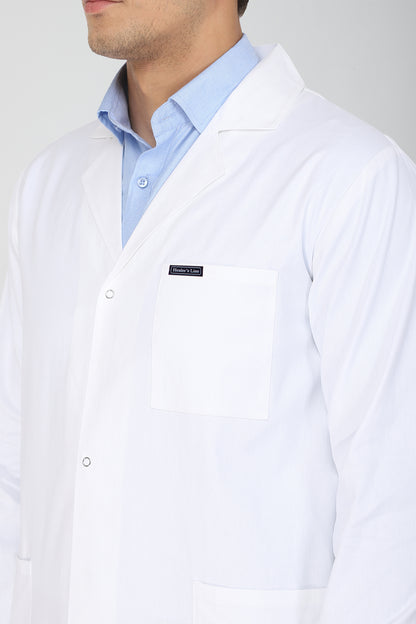 Men's Lab Coat Apron (Snap Closure) Full Sleeve with Knit Cuffs - Length 30"